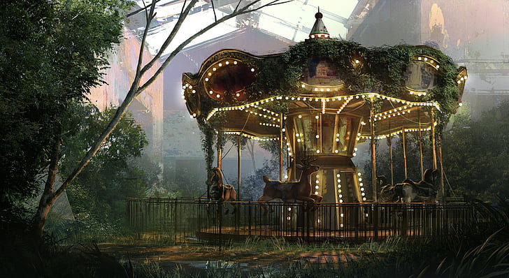 science fiction, video games, concept art, carousel, urban decay, The Last of Us, HD wallpaper