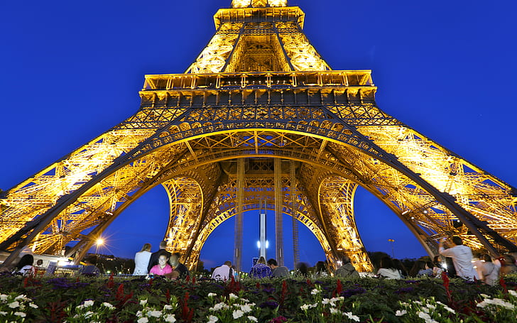 Eiffelturm-Turm Paris beleuchtet HD, Architektur, Lichter, Turm, Paris, Eiffel, HD-Hintergrundbild