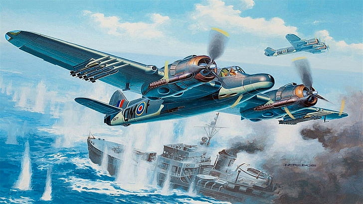 航空機、飛行機、ブリストル・ボーファイター、軍隊、軍用機、第二次世界大戦、 HDデスクトップの壁紙