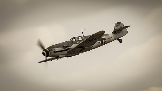 caza, Me-109, alemán, pistón, monomotor, Messerschmitt Bf.109, Fondo de pantalla HD HD wallpaper