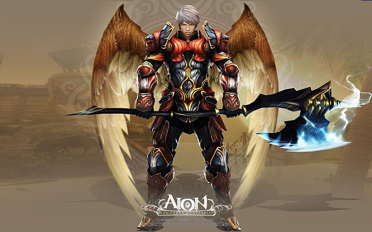 Aion, fantasy, sword, fight, battle, HD wallpaper