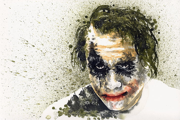 Potret Joker, Joker, Batman, The Dark Knight, Heath Ledger, Wallpaper HD