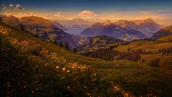 berg, natur, frühling, himmel, wildnis, bergabhang, bergkette, morgendämmerung, morgen, hochland, landschaft, HD-Hintergrundbild HD wallpaper
