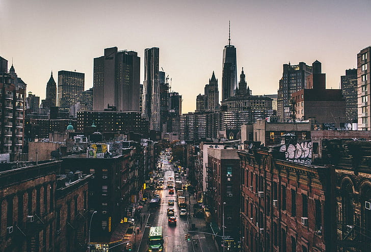 city, street, Manhattan, New York City, HD wallpaper