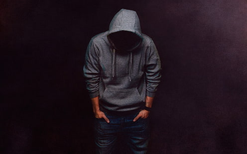 men's gray pullover hoodie, hood, guy, sweatshirt, HD wallpaper HD wallpaper
