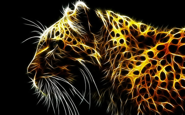 resumo, animais, leopardo, Fractalius, leopardo (animal), arte digital, HD papel de parede