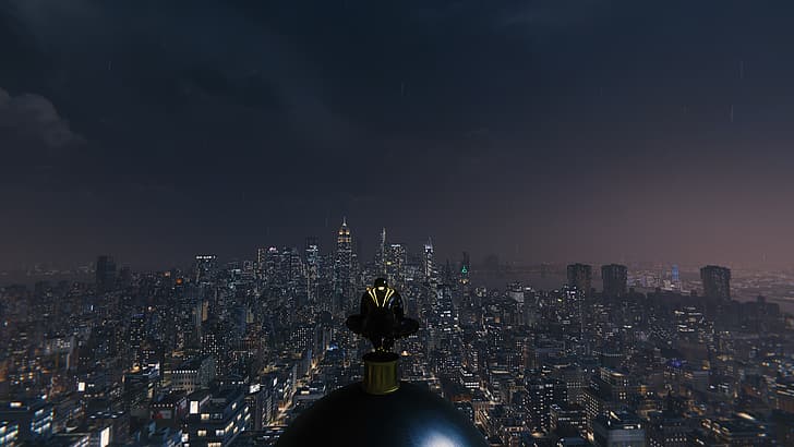 Spider-Man, Kota New York, malam, Spider-Man Noir, Wallpaper HD