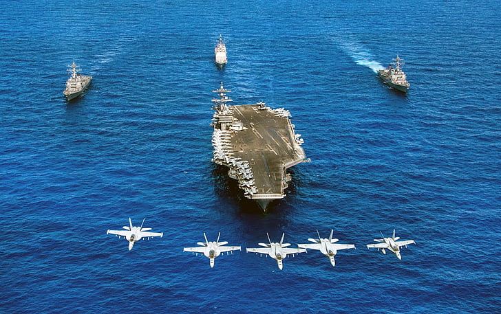 Warships, USS Carl Vinson (CVN-70), Aircraft Carrier, Jet Fighter, McDonnell Douglas F/A-18 Hornet, Warship, HD wallpaper