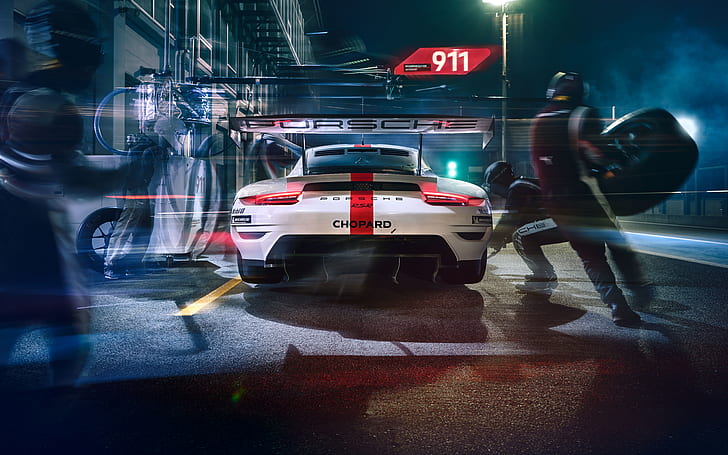 Porsche, Motorsport, samochód wyścigowy, sporty motorowe, 2019, Porsche 911 RSR, Tapety HD