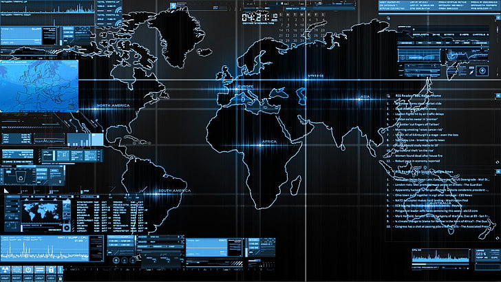التوضيح خريطة العالم ، conky ، الفن الرقمي، خلفية HD