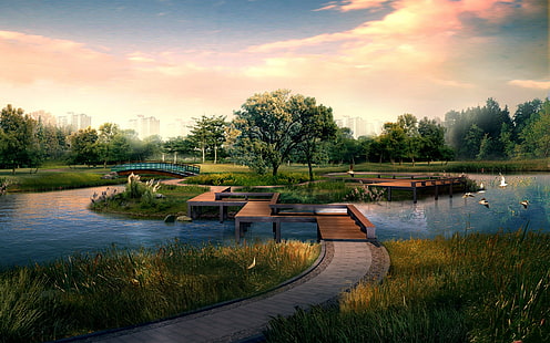 Digitaler japanischer Garten HD, Natur, Landschaft, Garten, digital, japanisch, HD-Hintergrundbild HD wallpaper