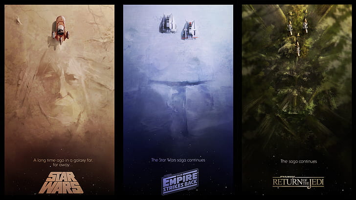 collage de films à trois titres assortis, Star Wars, Fond d'écran HD