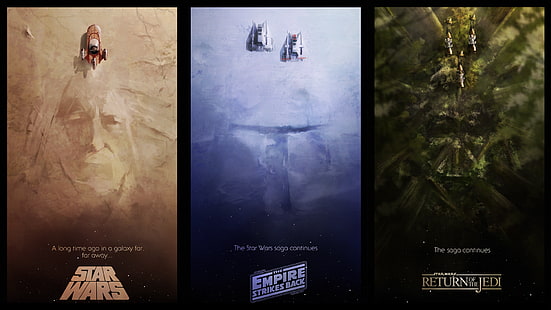 três colagens de filmes com títulos variados, Star Wars, HD papel de parede HD wallpaper