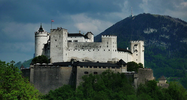 城、 ホーエンザルツブルク城、 オーストリア、 橋、 建物、 城、 ザルツブルク、 HDデスクトップの壁紙