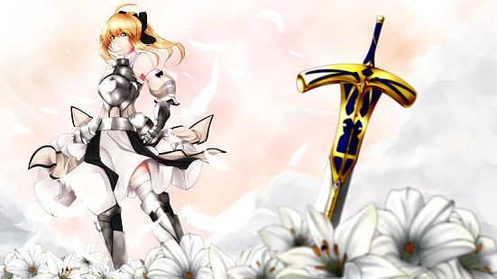 женски аниме герой с меч цифров тапет, Sabre, Saber Lily, Fate Series, HD тапет HD wallpaper