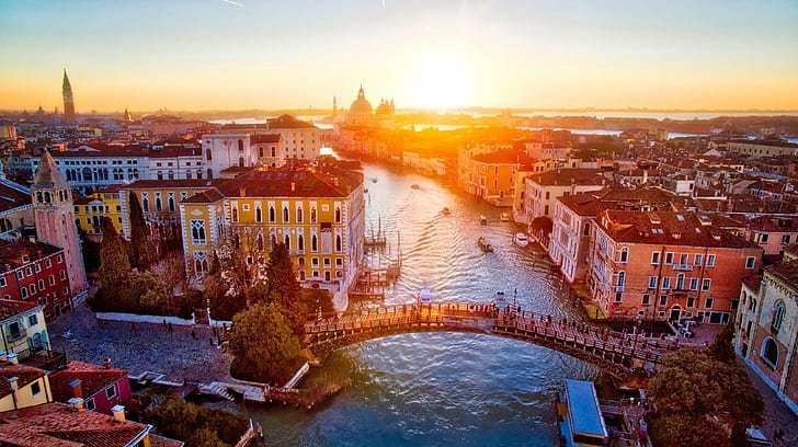 bird's eye photography of bridge and houses during daytime, Ponte Dell’Accademia, Sunrise, bird, photography, bridge, daytime, Italy, Quad, Venice, Sunset, Dusk, Horizontal, Colour, Color, Daily, RR, HDR Photography, Outside, Outdoor, Outdoors, Grand Canal, Water, Way, Gondola, North East Italy, Workshop, Pink, Purple, Red  Orange, Blue  Bridge, Boats, Buildings, Houses, Street, DJI, Quadcopter, Phantom, architecture, waterfront, steel arch bridge, bridge  city, skyline, cityscape, europe, famous Place, city, urban Scene, town, night, history, church, tourism, travel, river, urban Skyline, cultures, HD wallpaper