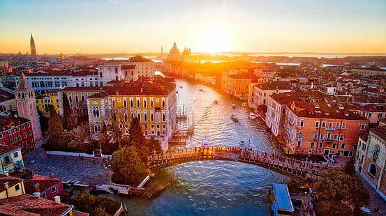 bird's eye photography of bridge and houses during daytime, Ponte Dell’Accademia, Sunrise, bird, photography, bridge, daytime, Italy, Quad, Venice, Sunset, Dusk, Horizontal, Colour, Color, Daily, RR, HDR Photography, Outside, Outdoor, Outdoors, Grand Canal, Water, Way, Gondola, North East Italy, Workshop, Pink, Purple, Red  Orange, Blue  Bridge, Boats, Buildings, Houses, Street, DJI, Quadcopter, Phantom, architecture, waterfront, steel arch bridge, bridge  city, skyline, cityscape, europe, famous Place, city, urban Scene, town, night, history, church, tourism, travel, river, urban Skyline, cultures, HD wallpaper HD wallpaper