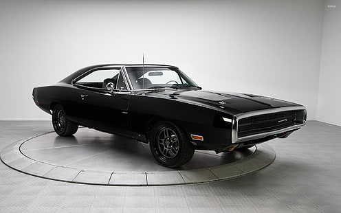 black coupe, Dodge Charger R/T, Charger RT, black, Dodge, muscle cars, American cars, car, HD wallpaper HD wallpaper