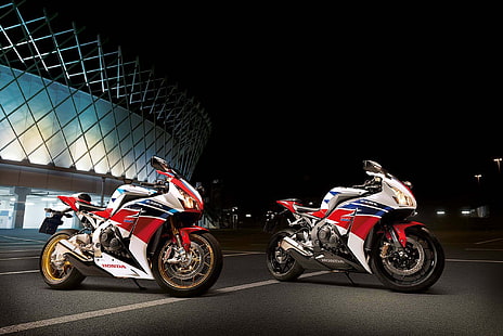 бяло, нощ, мотоциклет, Honda, cbr1000rr, HD тапет HD wallpaper