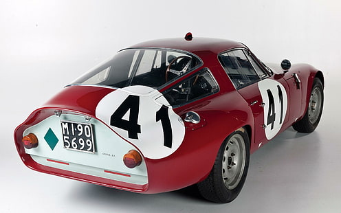 1963 Alfa Romeo Giulia TZ, auto de carreras rojo y blanco, autos, 1920x1200, alfa romeo, alfa romeo giulia, Fondo de pantalla HD HD wallpaper