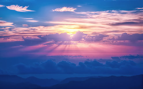 Raggi di sole Cielo Nuvole, nuvole, raggi solari, Sfondo HD HD wallpaper