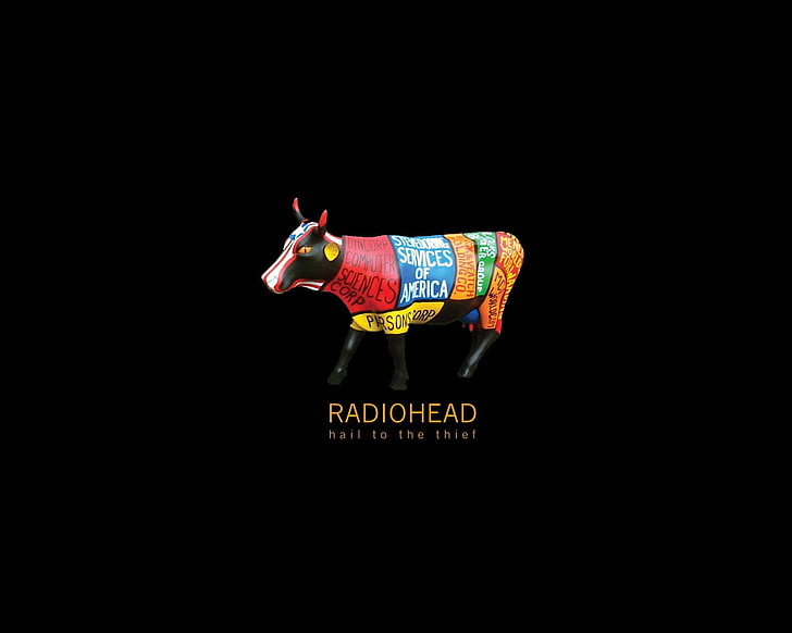 Radiohead clip art, radiohead, cow, cover, sign, letters, HD wallpaper