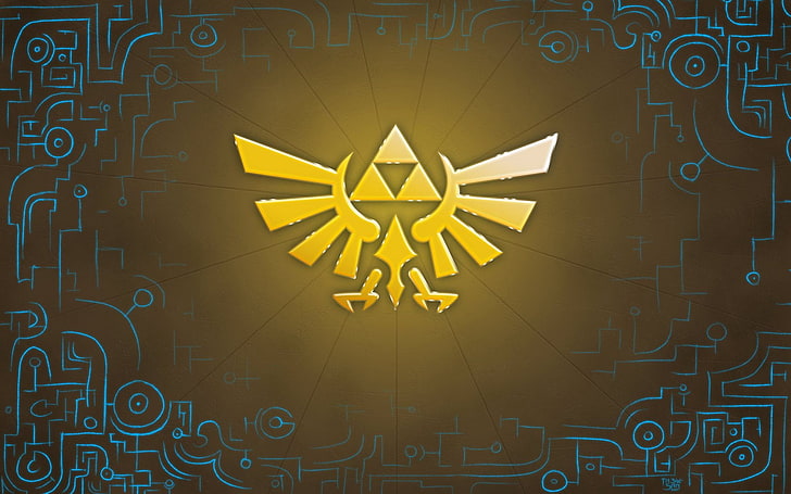 logotipo amarelo de Legend of Zelda, Zelda, A lenda de Zelda: Princesa do Crepúsculo, Triforce, HD papel de parede