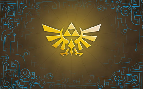 желтый логотип Legend of Zelda, Zelda, The Legend of Zelda: Сумеречная принцесса, Triforce, HD обои HD wallpaper