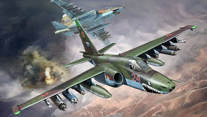 SOVYET HAVA KUVVETLERİ, Sukhoi, Su-25, Kurbağa Ayağı, Saldırı, zırhlı ses altı askeri uçak, Afganistan'daki savaş, HD masaüstü duvar kağıdı