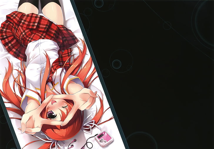 anime, Kantoku, school uniform, redhead, anime girls, HD wallpaper