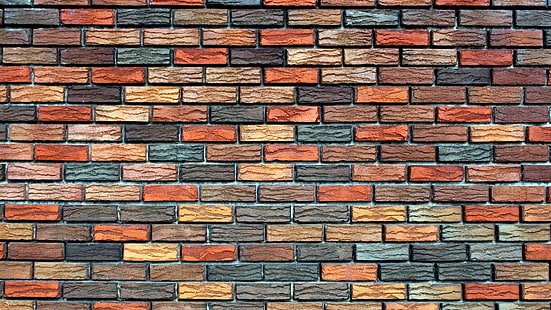 brown, black, and gray brick wall, bricks, texture, background, wall, HD wallpaper HD wallpaper