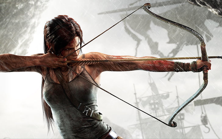 Tomb Raider Lara Croft дигитален тапет, Tomb Raider, Lara Croft, видео игри, лък, стрели, HD тапет