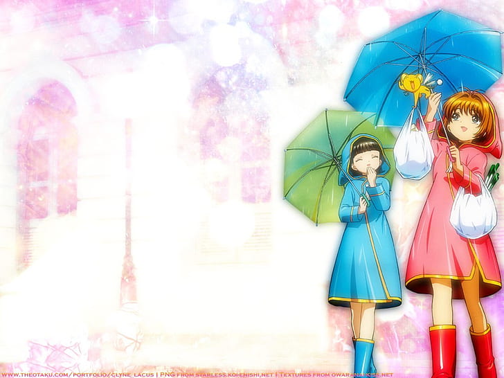 Аниме cardcaptor мирни дни cardcaptor sakura Anime Card Captor Sakura HD Art, аниме, Sakura, cardcaptor, kero, дъжд, дъждобрани, HD тапет