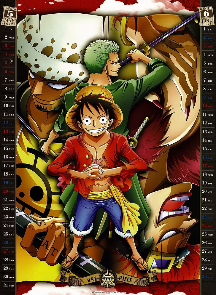 цельный календарь 2012 1169x1600 аниме One Piece HD Art, календарь, цельный, HD обои, телефон обои