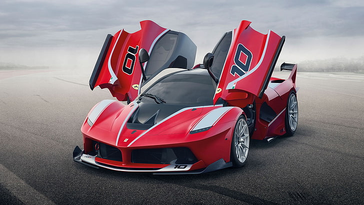 каркас кровати красного и белого автомобиля, Ferrari, Ferrari FXX-K, 2015, Ferrari LaFerrari, HD обои
