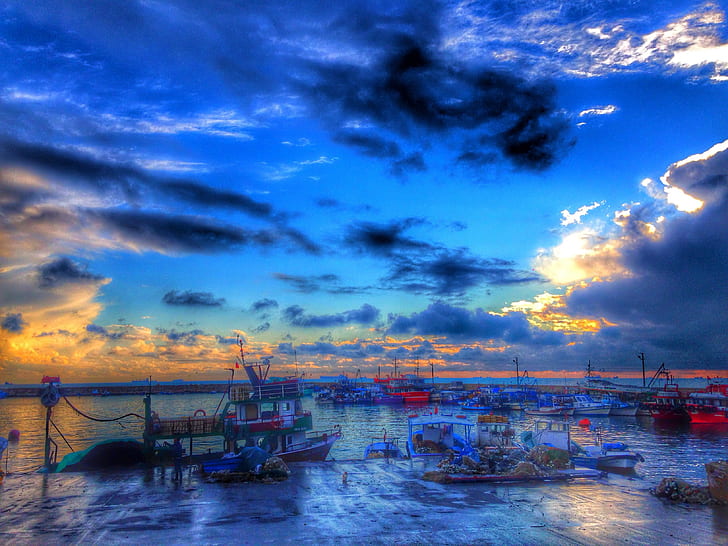 Hafen, HDR, Himmel, Wolken, HD-Hintergrundbild