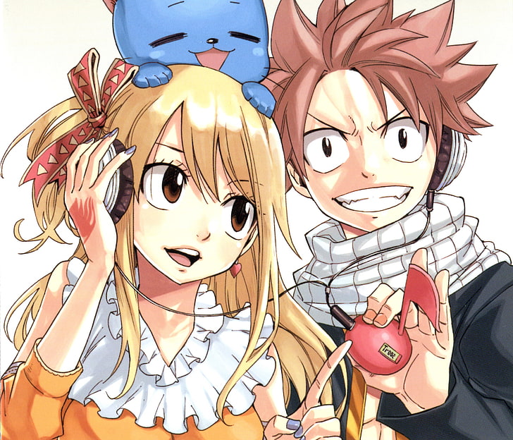Anime, Fairy Tail, Happy (Fairy Tail), Lucy Heartfilia, Natsu Dragneel, HD wallpaper