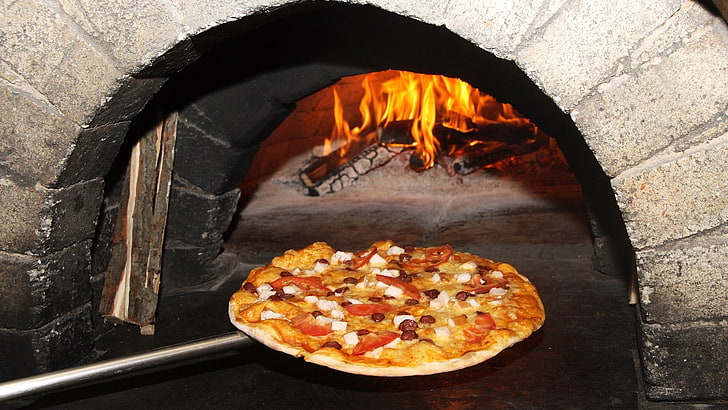 comida, pizza, fogo, fornos, HD papel de parede