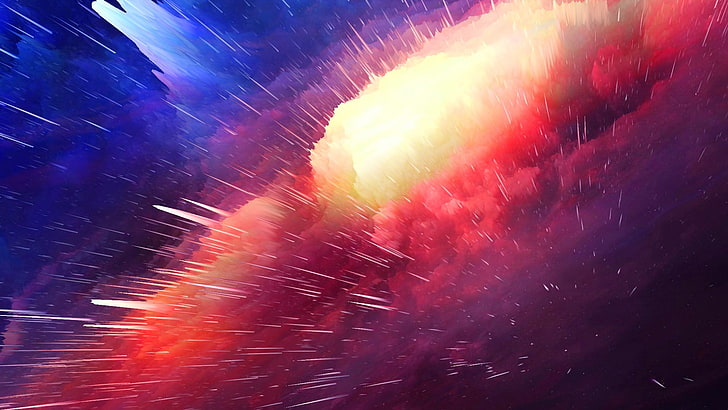 mehrfarbiger Meteorit, Galaxie, Explosion, bunt, HD-Hintergrundbild