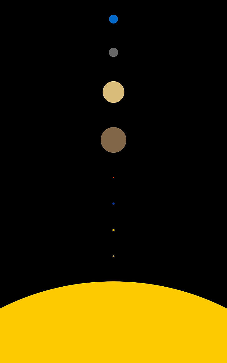 gul bokeh, solsystem, rymd, planet, minimalism, stående display, HD tapet, telefon tapet