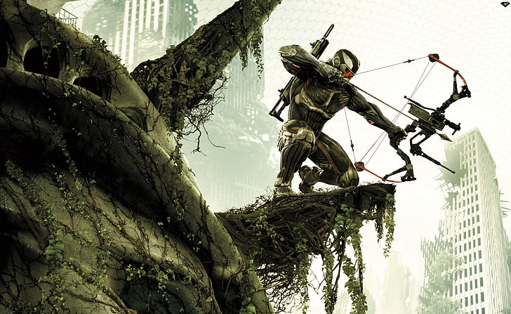 Crysis 3 (2013) Video Game, character holding bow illustration, Games, Crysis, video game, concept art, 2012, 2013, crysis 3, HD wallpaper