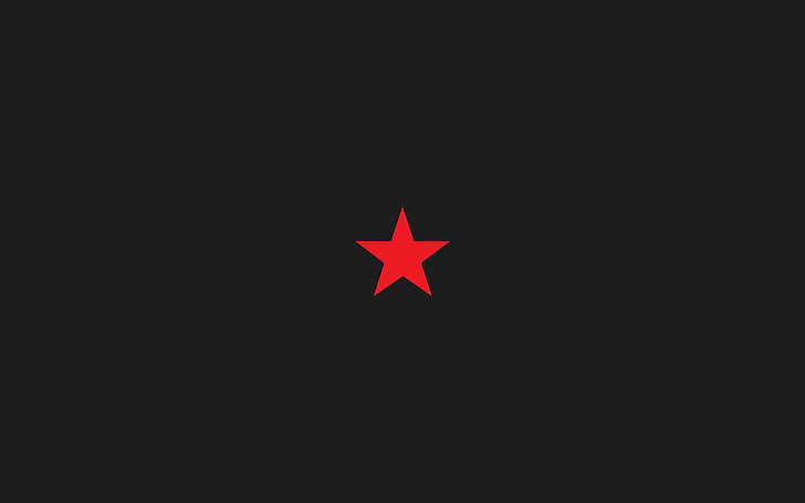 seni digital, minimalis, bintang, sederhana, latar belakang sederhana, bintang merah, merah, latar belakang hitam, hitam, Wallpaper HD