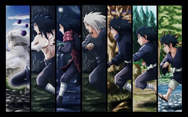 Madara Uchiha collage, Naruto Shippuuden, Uchiha Madara, evolution, panels, HD wallpaper