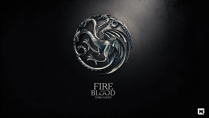 dragon, coat of arms, motto, Game of Thrones, fire and blood, The Song of Ice and Fire, A song of Ice and fire, Targaryens, Targaryen, Melaamory, HD wallpaper