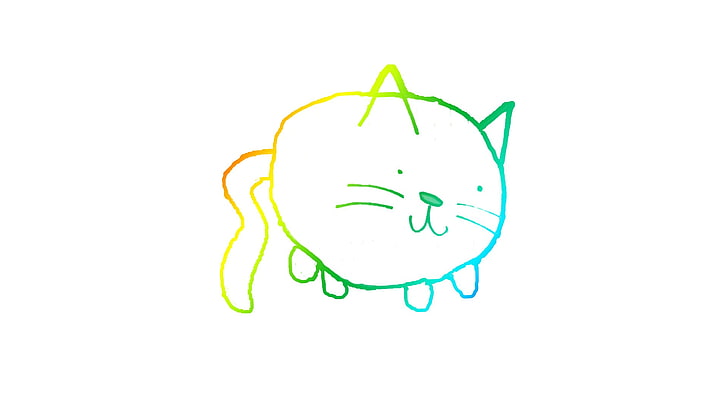 иллюстрация кошки, кошка, минимализм, цифровое искусство, белый фон, простой фон, животные, HD обои