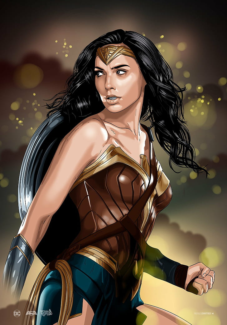 artwork, DC Comics, Gal Gadot, illustration, vexel, Wonder Woman, HD wallpaper