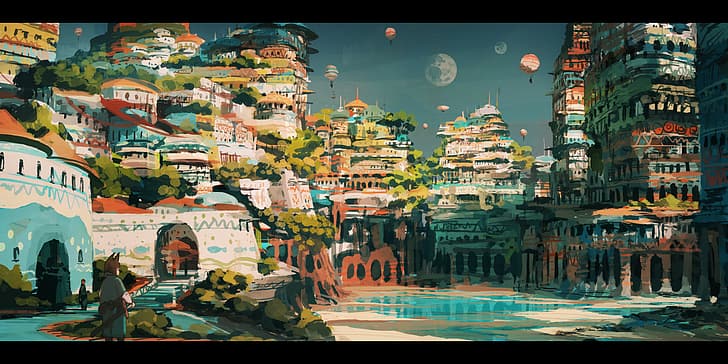 fantasy city, magic, HD wallpaper