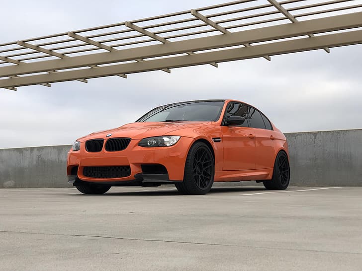 BMW, Orange, Parking, E90, M3, HD wallpaper