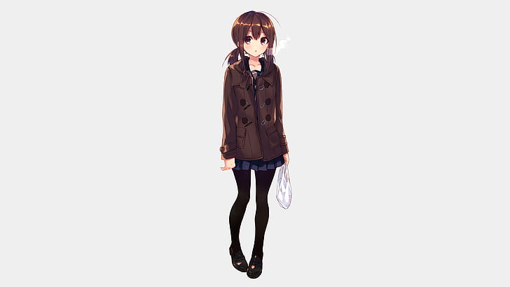 Anime Mädchen, lange Haare, dunkle Haare, Schuluniform, HD-Hintergrundbild