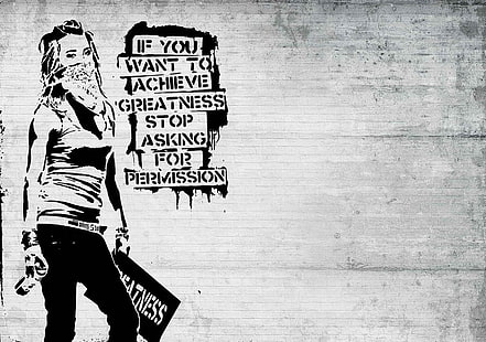 Banksy, graffiti, béton, mur, femmes, Fond d'écran HD HD wallpaper